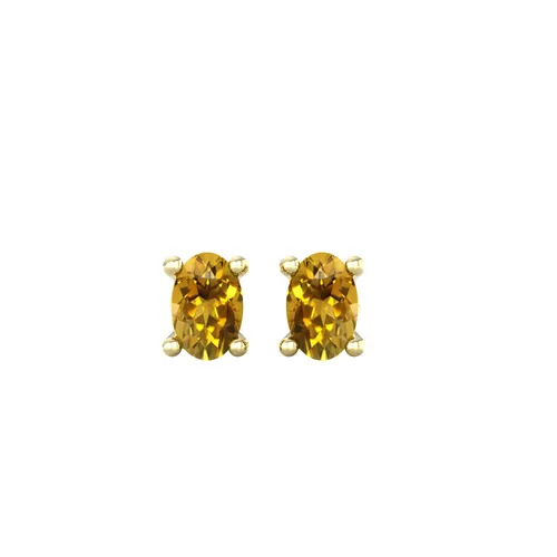 9ct Yellow Gold 4 Claw Oval Cut Citrine Stud Earrings