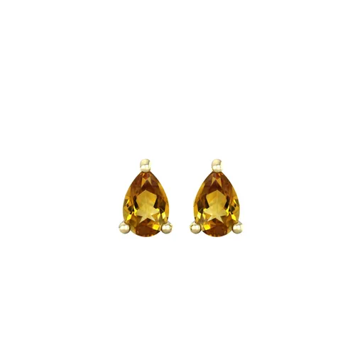 9ct Yellow Gold 4 Claw Pear Cut Citrine Stud Earrings