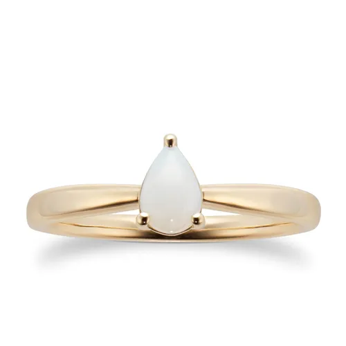9ct Yellow Gold 4 Claw Pear Cut Opal Ring