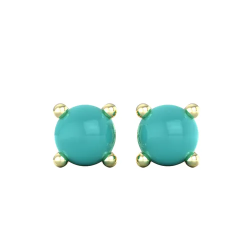 9ct Yellow Gold 4 Claw Turquoise Stud Earrings