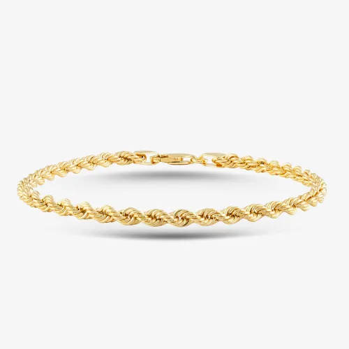 9ct Yellow Gold 7.5 Inch Rope Chain Bracelet 060HVC-7.5