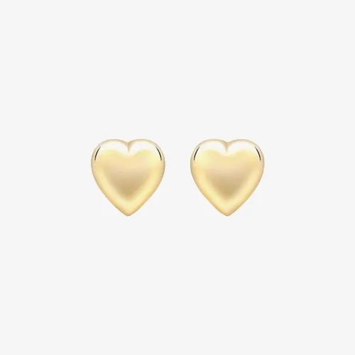 9ct Yellow Gold 7mm Puffed-Heart Stud Earrings 1.55.8679