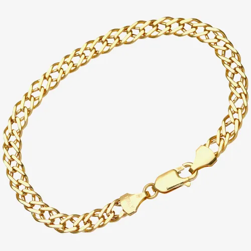 9ct Yellow Gold 8.5 Inch Double Curb Chain Bracelet HGR2D120-8.5