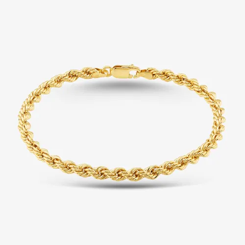 9ct Yellow Gold 8.5 Inch Rope Chain Bracelet HLRP-420-9Y-8.5