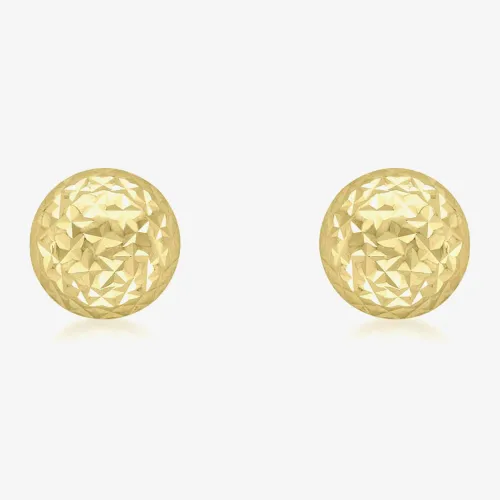 9ct Yellow Gold 8mm Diamond Cut Dome Stud Earrings 1.55.6979