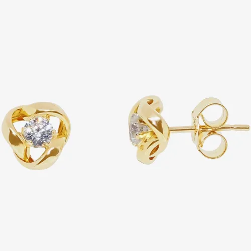 9ct Yellow Gold Cubic Zirconia Knot Stud Earrings E39-5229-Y