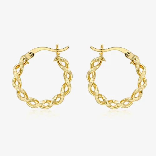 9ct Yellow Gold Diamond Cut Twist Creole Earrings 1.51.2949