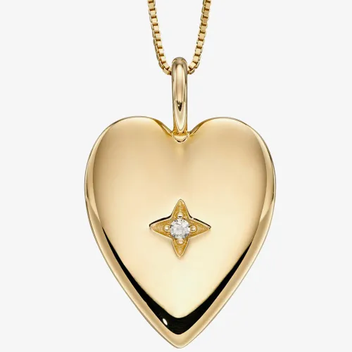 9ct Yellow Gold Diamond Heart Necklace GP2291 GN141