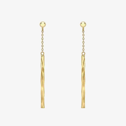 9ct Yellow Gold Faceted Bar Dropper Earrings 1.54.4959