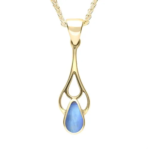 9ct Yellow Gold Moonstone Pear Spoon Necklace - Yellow Gold
