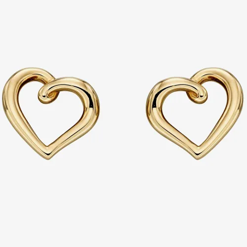 9ct Yellow Gold Open Heart Stud Earrings GE2293