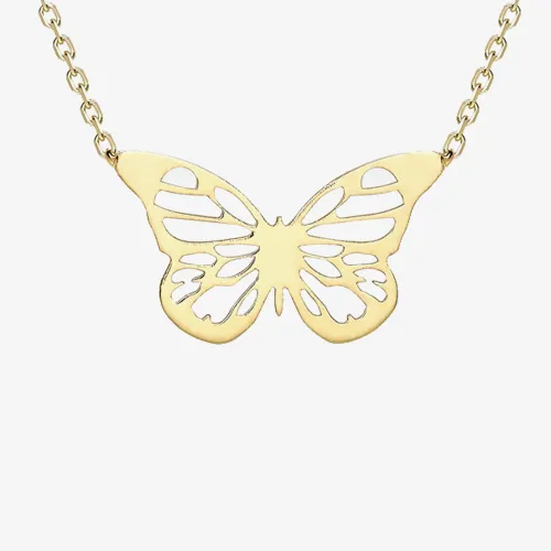 9ct Yellow Gold Open Work Butterfly Necklet 1.19.7574
