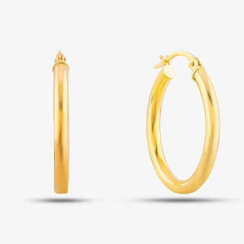 9ct Yellow Gold Oval Creole Earrings UER068Y