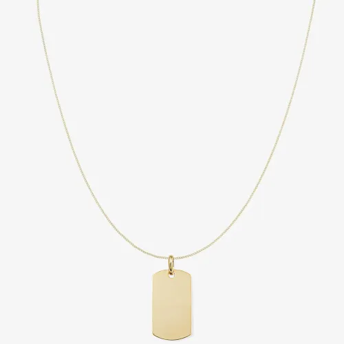 9ct Yellow Gold Plain Dog Tag Necklace FA243 CN025-18
