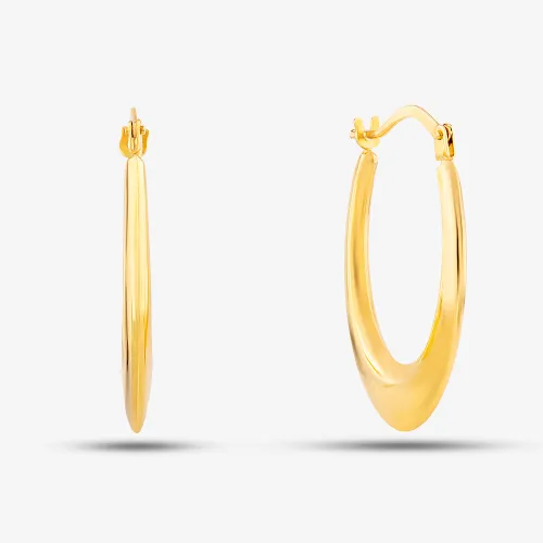 9ct Yellow Gold Plain Graduated Oval Creole Earrings UER118Y