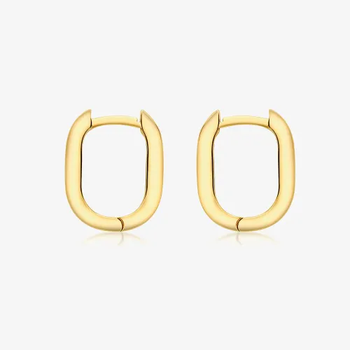 9ct Yellow Gold Rectangular Creole Earrings 1.53.9990