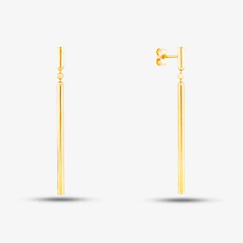 9ct Yellow Gold Round Bar Dropper Earrings 1.56.3939