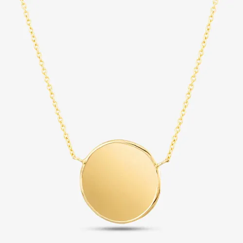 9ct Yellow Gold Round Disc Necklace CA031-17