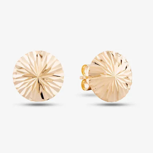 9ct Yellow Gold Round Disc Stud Earrings SE247