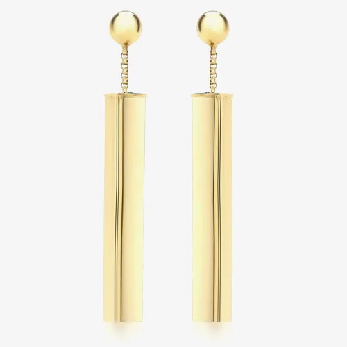 9ct Yellow Gold Square Bar Dropper Earrings 1.56.3429