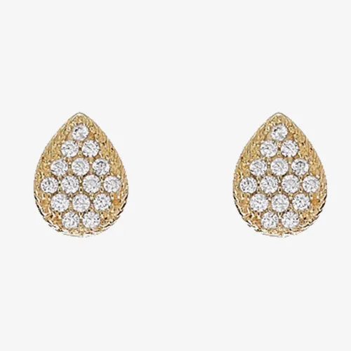 9ct Yellow Gold Stone Set Pear Shape Stud Earrings 1.59.0402