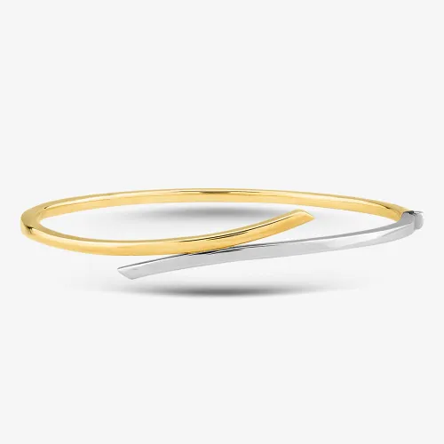 9ct Yellow Gold Two Colour Crossover Bangle BN488