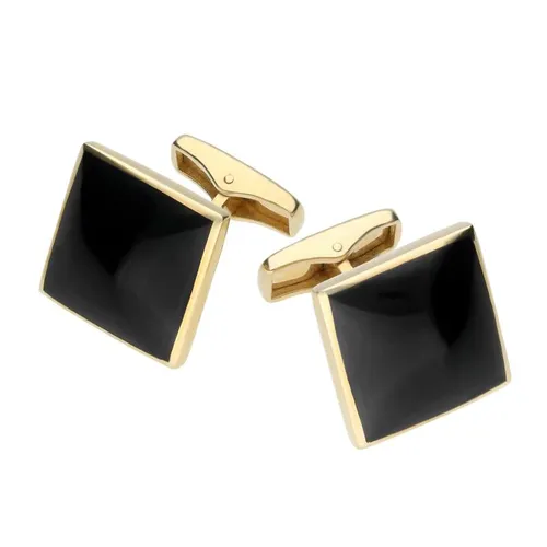 9ct Yellow Gold Whitby Jet Square Shaped Cufflinks