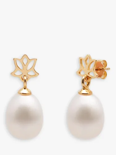 A B Davis 9ct Gold Freshwater Pearl Drop Earrings, White - White - Female