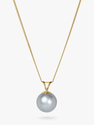 A B Davis 9ct Gold Freshwater Pearl Pendant Necklace - Grey - Female