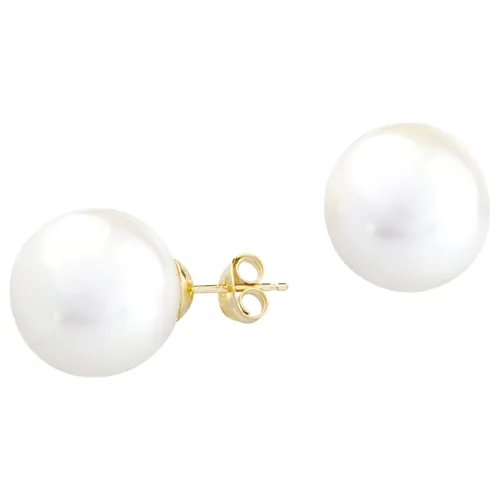 A B Davis 9ct Gold Freshwater Pearl Stud Earrings - White - Female