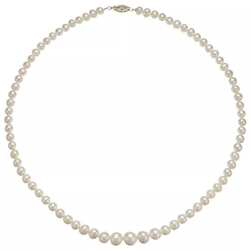 A B Davis 9ct Yellow Gold Graduating Pearl Necklace, White - White - Female