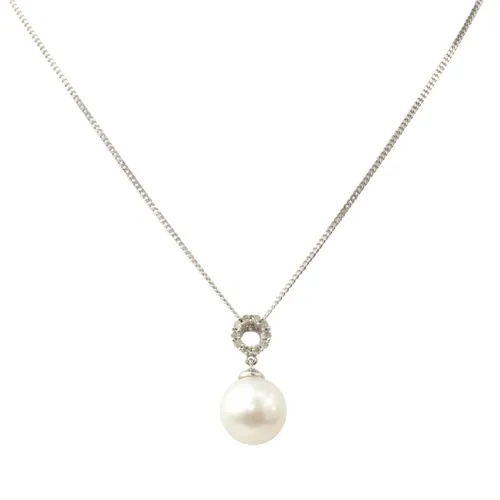 A B Davis Diamond And Pearl Loop Pendant Necklace - White Gold - Female