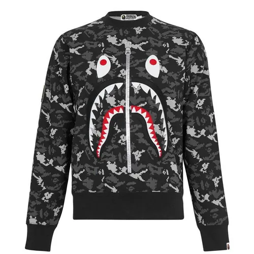 A BATHING APE Digital Zip Shark Sweatshirt - Black