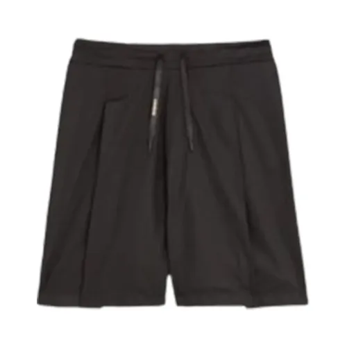 A Paper Kid , Black Popeline Bermuda Shorts with Pleats ,Black male, Sizes: