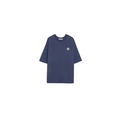 A Paper Kid , Blue Flower Logo Cotton T-shirt ,Blue male, Sizes: