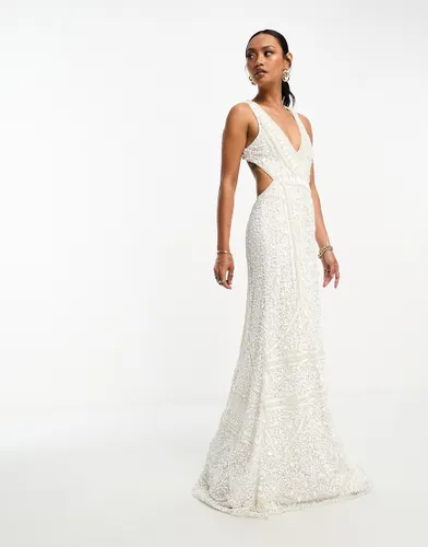 A Star is Born embellished open back maxi dress in white