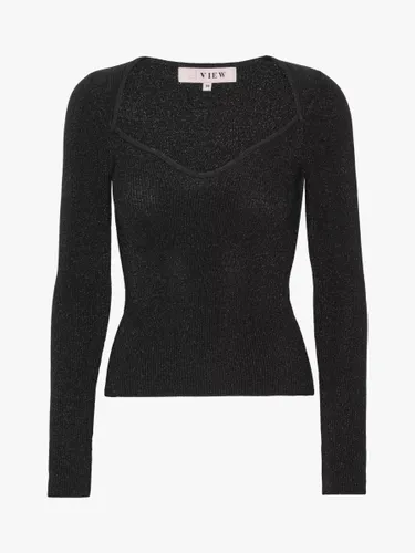 A-VIEW Alexandra Glitter Knitted Top, Black - Black - Female