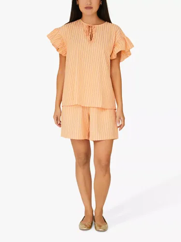A-VIEW Bell Cotton Blend Short Sleeve Top - Orange - Female