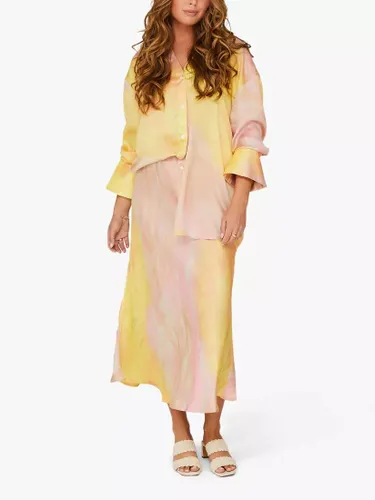A-VIEW Carina Abstract Print Satin Shirt, Yellow/Rose - Yellow/Rose - Female