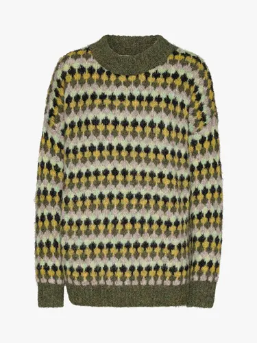 A-VIEW Patrisia Pullover Abstract Jumper - Green/Sand - Female