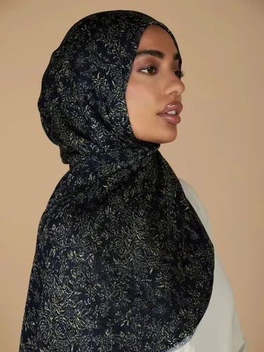 Aab Midnight Flora Print Hijab, Black/Multi - Black/Multi - Female