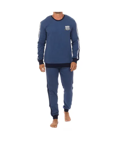 Abanderado A0CHG-0UX Mens long-sleeved tundose fabric pajamas - Blue