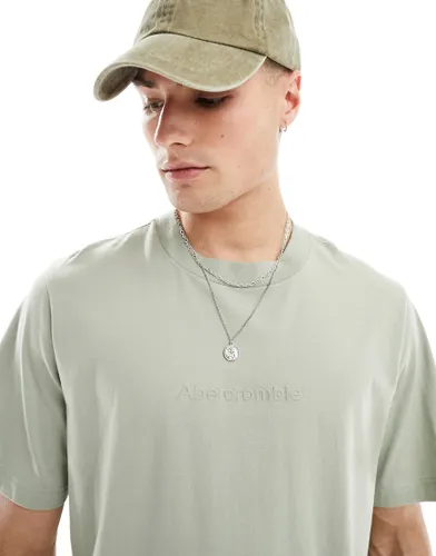 Abercrombie & Fitch embossed central logo t-shirt in light green