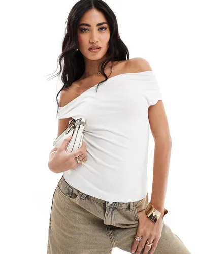 Abercrombie & Fitch off the shoulder twist top in white