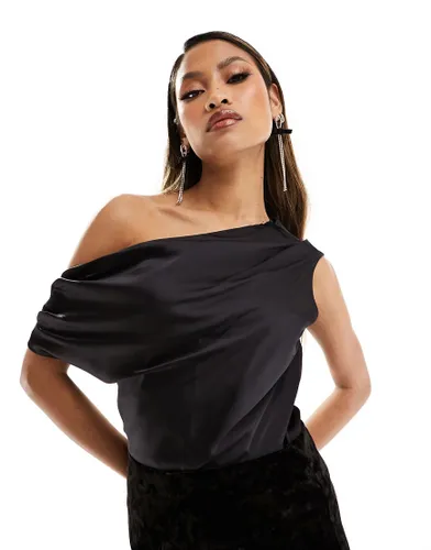 Abercrombie & Fitch satin asymetric top in black