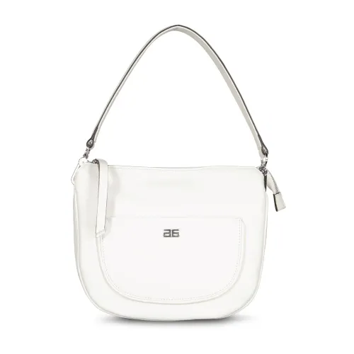 Abro , Elegant Hobo Bag Clara in Textured Leather ,White female, Sizes: ONE SIZE