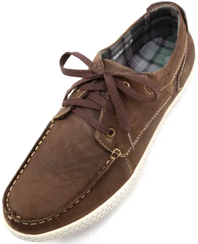 ABSOLUTE FOOTWEAR Mens Real Leather Suede Casual Lace Up