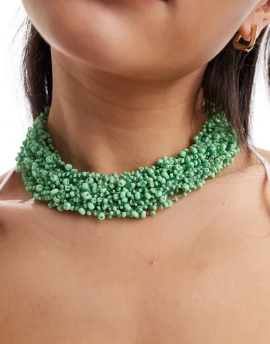 Accessorize beaded statement necklace in mint green