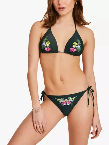 Accessorize Embroidered Floral Triangle Bikini Top, Green - Green - Female