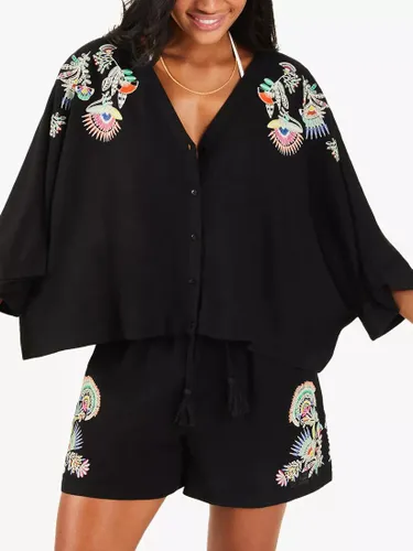 Accessorize Embroidered Linen Shirt, Multi - Multi - Female